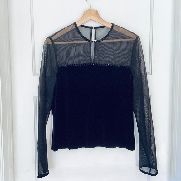 Jessica Howard Velvet and Sheer Long Sleeve Evening top size 12 Formal Event - Picture 1 of 16